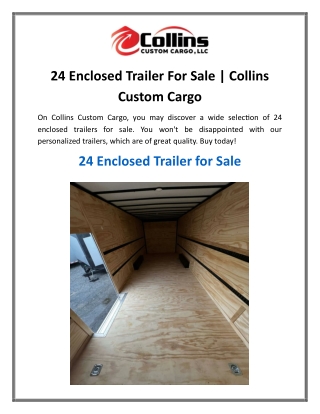 24 Enclosed Trailer For Sale