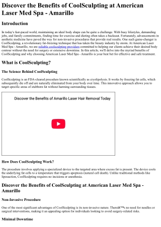 Discover the Benefits of CoolSculpting at American Laser Med Spa - Amarillo