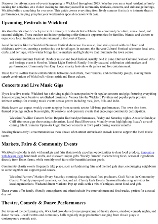 Events Happening in Wickford - Festivals, Concerts &amp; More 2025