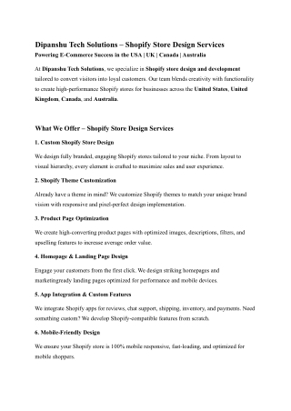 Shopify Store Design