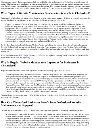 Expert Website Maintenance Services in Chelmsford – Keeping Your Site Secure &am