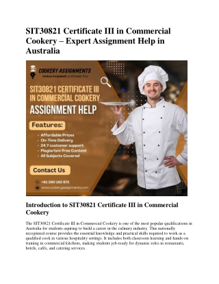 SIT30821 Certificate III in Commercial Cookery