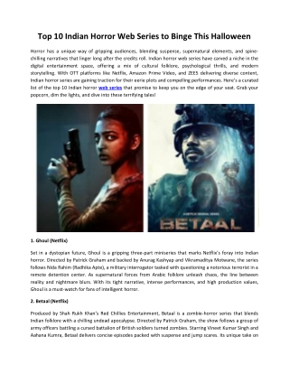 Top 10 Indian Horror Web Series to Binge This Halloween