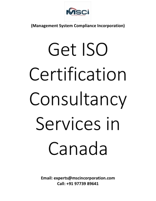 Get ISO Certification Consultancy Services in Canada