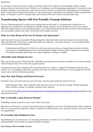 Transforming Spaces with Eco-Friendly Cleanup Solutions