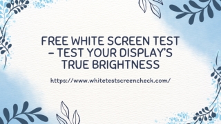 Free White Screen Test – Test Your Display’s True Brightness