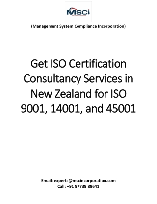 Get ISO Certification Consultancy Services in New Zealand