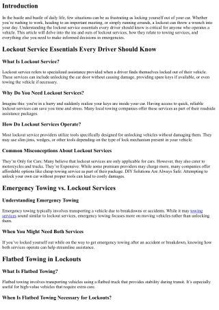 Lockout Service Essentials Every Driver Should Know