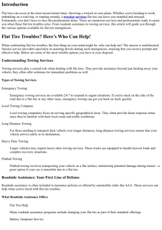 Flat Tire Troubles? Here’s Who Can Help!