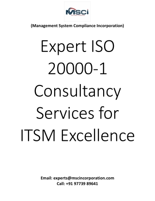 Expert ISO 20000-1 Consultancy Services for ITSM Excellence