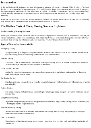 The Hidden Costs of Cheap Towing Services Explained