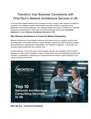 Transform Your Business Connectivity with OrionTech’s Network Architecture Services in UK