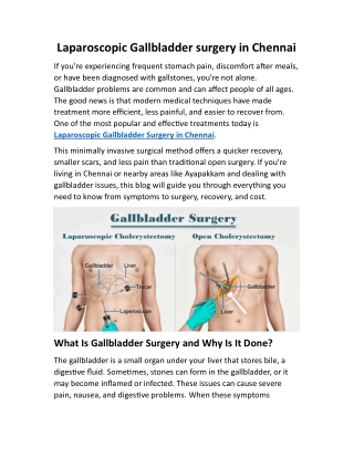 Laparoscopic Gallbladder surgery in chennai