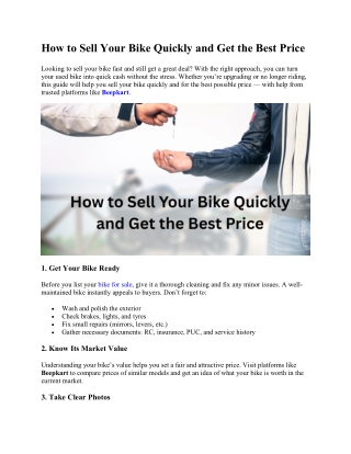How to Sell Your Bike Quickly and Get the Best Price