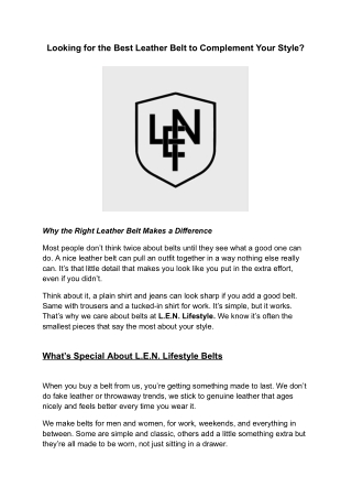 Looking for the Best Leather Belt to Complement Your Style