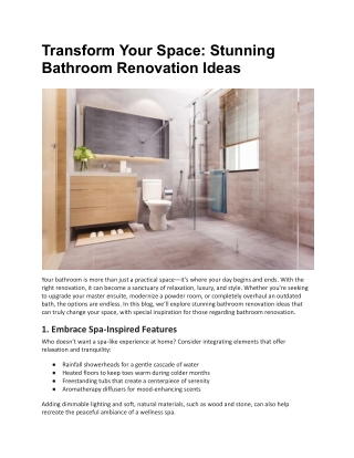 Transform Your Space Stunning Bathroom Renovation Ideas
