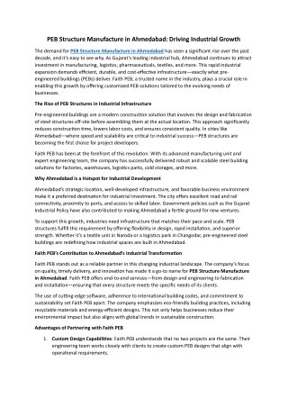 PEB Structure Manufacture in Ahmedabad