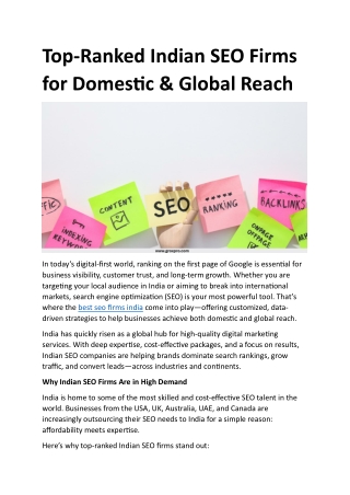 Top-Ranked Indian SEO Firms for Domestic & Global Reach