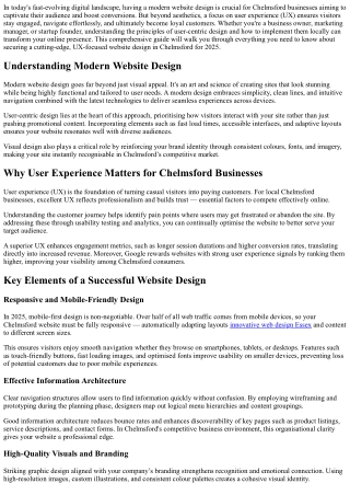 Need a Modern Website Design in Chelmsford, Focusing on User Experience in 2025?