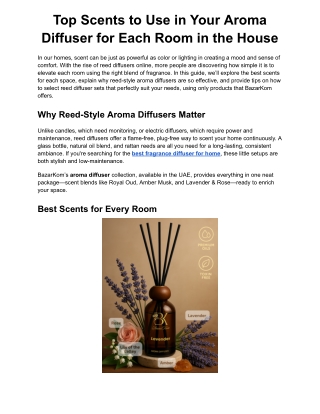 Top Scents to Use in Your Aroma Diffuser for Each Room in the House