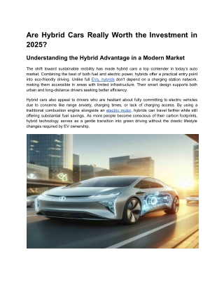 Are Hybrid Cars Really Worth the Investment in 2025?
