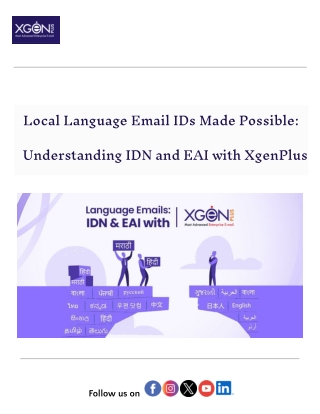 Empowering Local Language Email with IDN & EAI – Powered by XgenPlus