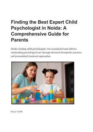 Best Expert Child Psychologist in Noida