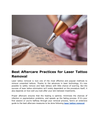 Best Aftercare Practices for Laser Tattoo Removal