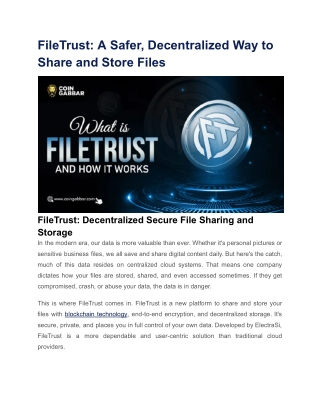 FileTrust_ A Safer, Decentralized Way to Share and Store Files