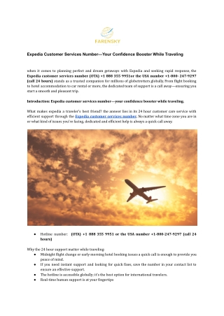 _Expedia Customer Services Number—Your Confidence Booster While Traveling
