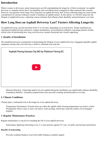 How Long Does an Asphalt Driveway Last? Factors Affecting Longevity