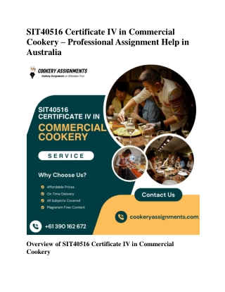 SIT30821 Certificate III in Commercial Cookery