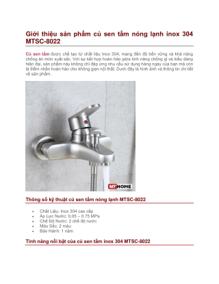 Củ Sen Tắm Nóng Lạnh Inox 304 MTSC-8022