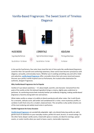 Vanilla-Based Fragrances: The Sweet Scent of Timeless Elegance