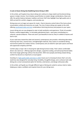 02 A Look at Classic Dining Sets Redefining Home Dining in 2025