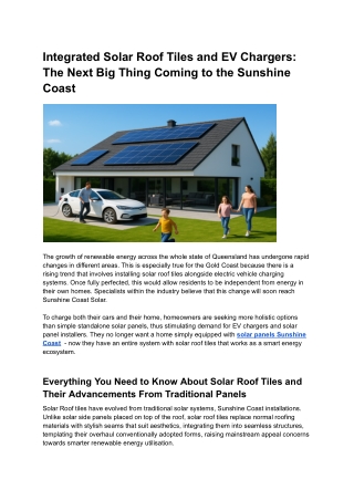 Integrated Solar Roof Tiles and EV Chargers_ The Next Big Thing Coming to the Sunshine Coast