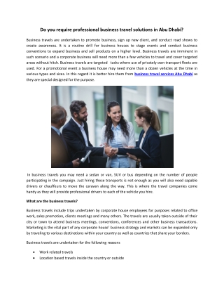 Do you require professional business travel solutions in Abu Dhabi