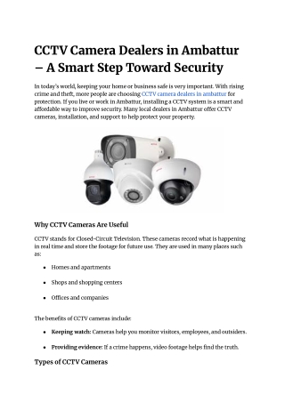 CCTV Camera Dealers in Ambattur