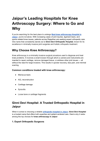 Jaipur’s Leading Hospitals for Knee Arthroscopy Surgery_ Where to Go and Why