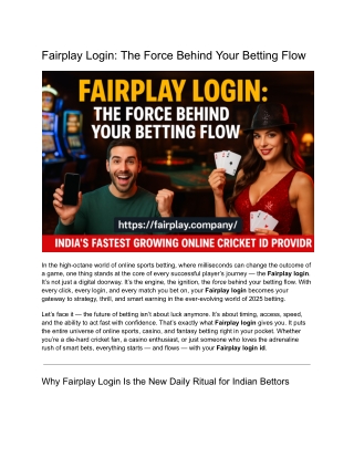 Fairplay Login: The Force Behind Your Betting Flow