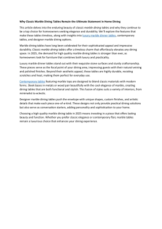 02 Why Classic Marble Dining Tables Remain the Ultimate Statement in Home Dining