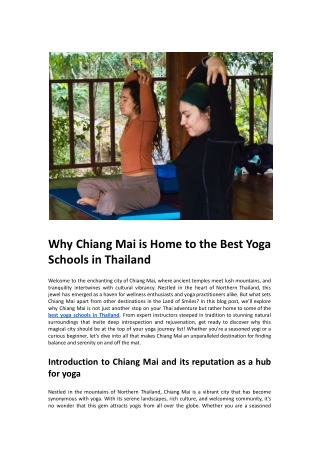 Why Chiang Mai is Home to the Best Yoga Schools in Thailand