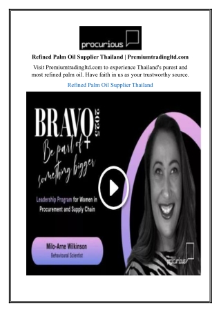 Refined Palm Oil Supplier Thailand | Premiumtradingltd.com