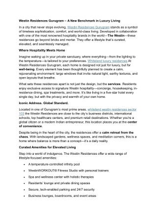 Westin Residences Gurugram