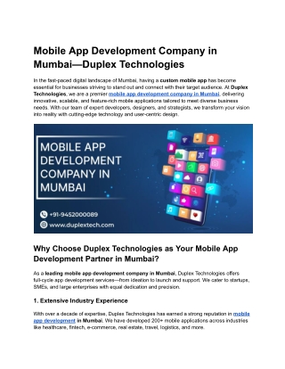 Mobile App Development Company in Mumbai