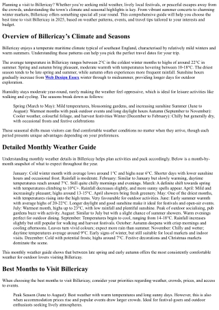 Best Time to Visit Billericay – Weather &amp; Seasonal Events 2025