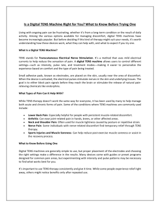 Is a Digital TENS Machine Right for You? What to Know Before Trying One