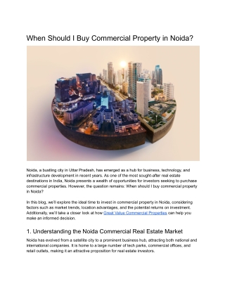 When Should I Buy Commercial Property in Noida