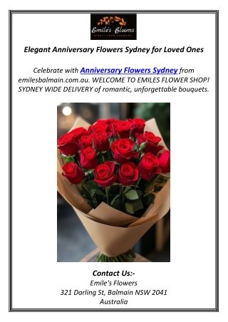 Elegant Anniversary Flowers Sydney for Loved Ones