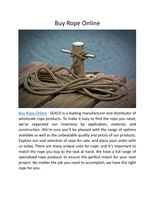 Buy Rope Online